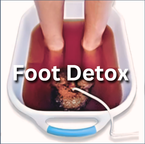 Ionic foot detox session removing toxins through the feet, helping with circulation, energy levels, and overall wellness.